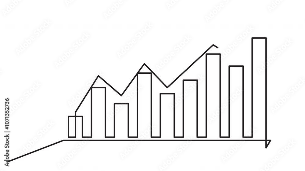 Growing graph continuous line drawing animation. Successful business strategy symbol video. Video animation for advertising growth graph chart.