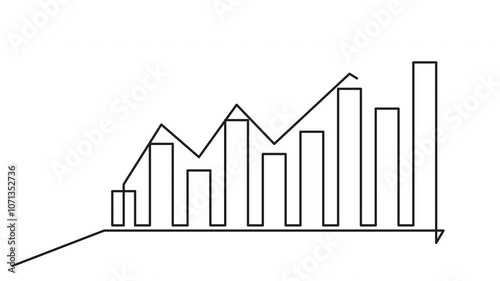 Growing graph continuous line drawing animation. Successful business strategy symbol video. Video animation for advertising growth graph chart.