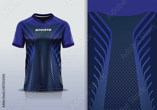 Sport jersey design template mockup curve line for racing, running, esports, blue navy color