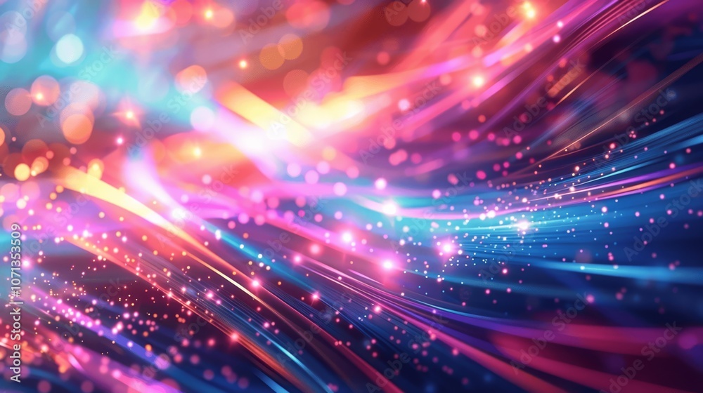 Holographic Abstract Background with Colorful Light Rays and Glowing Elements Holographic Abstract Background with Colorful Light Rays and Glowing Elements