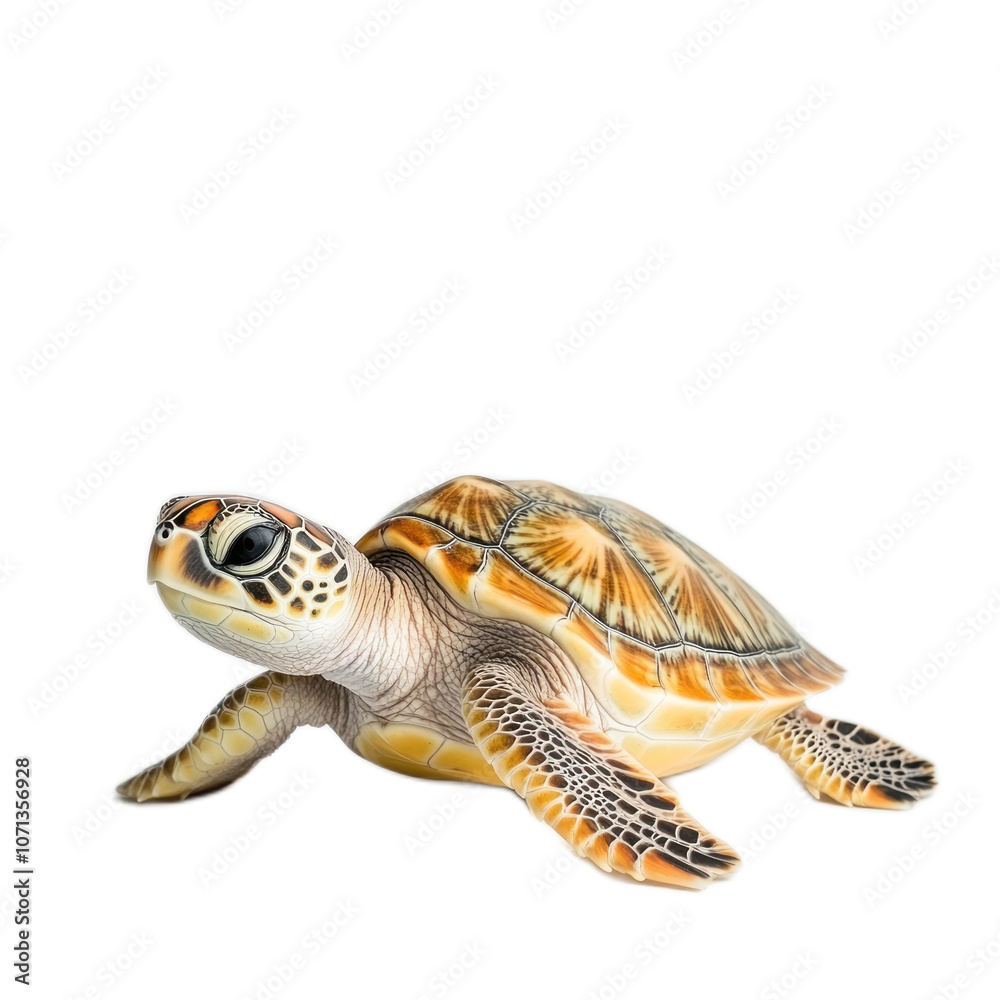 Obraz premium Colorful Sea Turtle on White Background