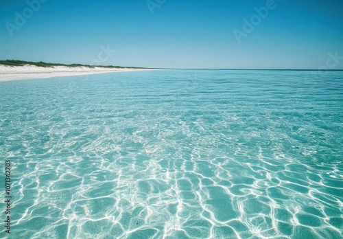 Crystal Clear Turquoise Ocean with Sandy Beach