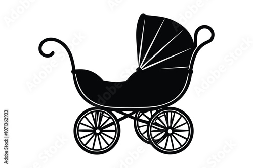 baby carriage silhouette vector illustration