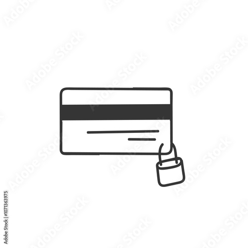 blocked payment card icon doodle hand drawing style