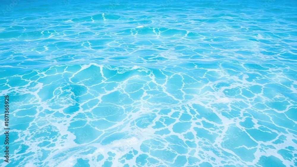Obraz premium Pure blue turquoise water with waves and foam, perfect for relaxation, serene, texture