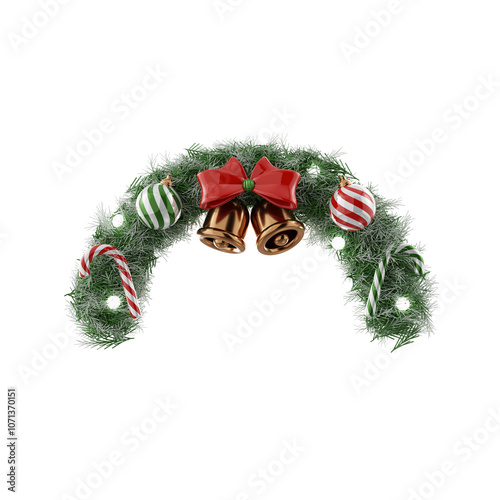 Festive Christmas Wreath With Bells and Ornaments photo