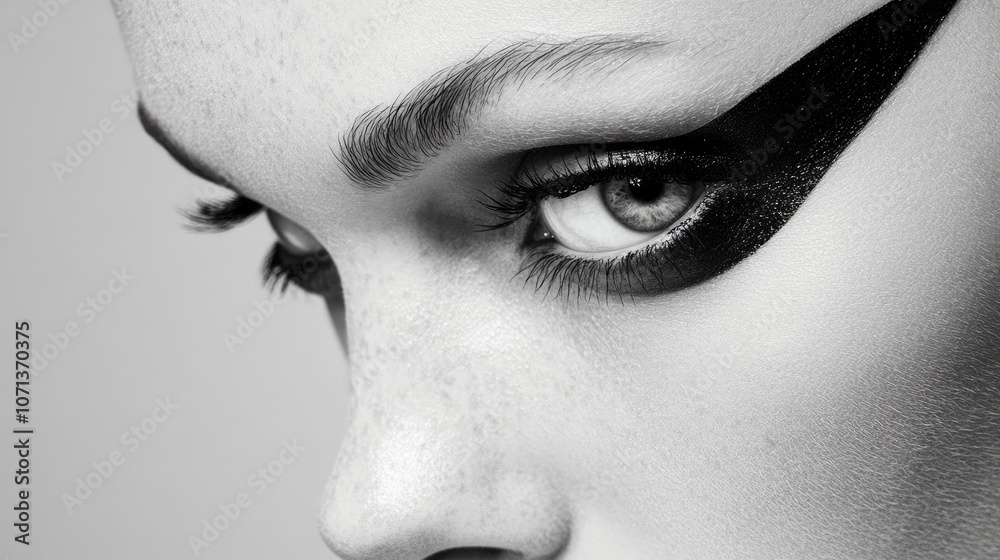 Obraz premium Dramatic Eye Makeup Art in Black and White