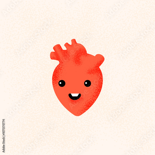 A Healthy Heart. Stipple shaded vector character for illustration or animation