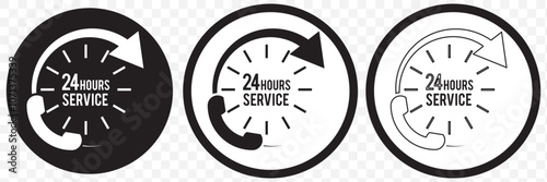 24 hours icon. 24-hour time icon vector set. Twenty-four hours clock symbol collection. 24h open all day service concept. eps 10.