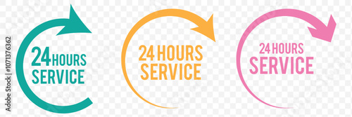 24 Hour time liner icon vector set. Call center 24 hours icon with headset, Operator customer support symbol, Help center, Technical social support, All day business and service. eps 10.