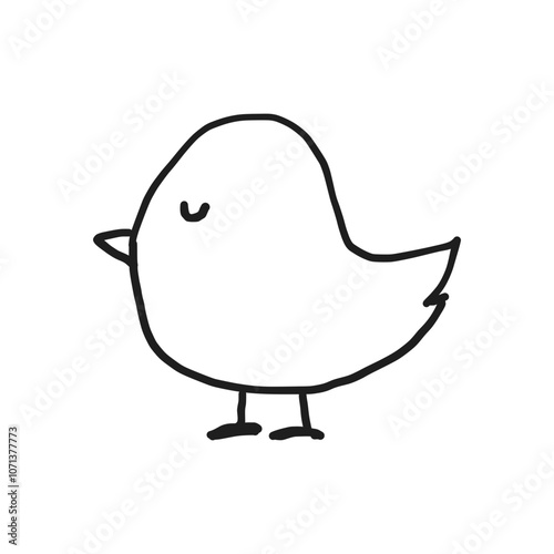 目を閉じているひよこの手書きイラスト