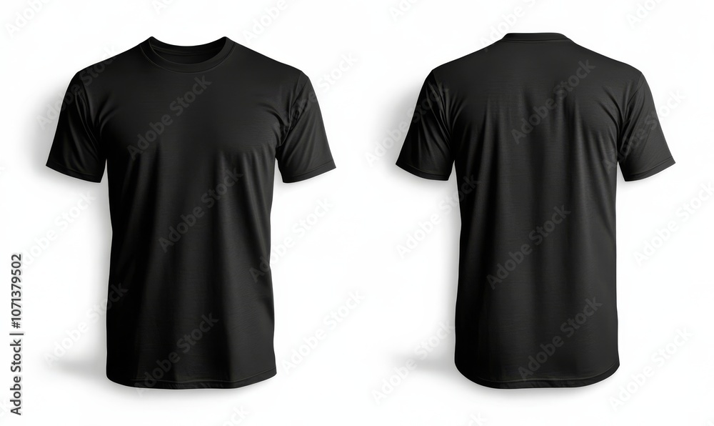 Blank black male t-shirt, template for your design mockup. Front and back view. Blank black male t-shirt, template for your design mockup. Front and back view.