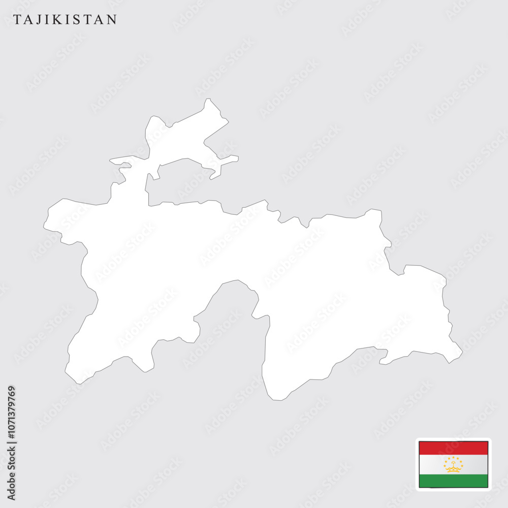 Fototapeta premium Tajikistan map and flag vector art