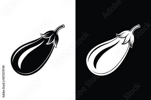 Contemporary Eggplant Icon. Clean Silhouette and Glyph Vectors for Web