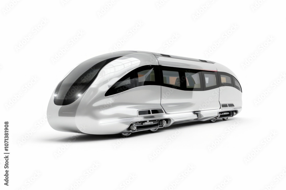 Futuristic High-Speed Autonomous Maglev Train with Metallic Silver and Blue Finish Futuristic High-Speed Autonomous Maglev Train with Metallic Silver and Blue Finish