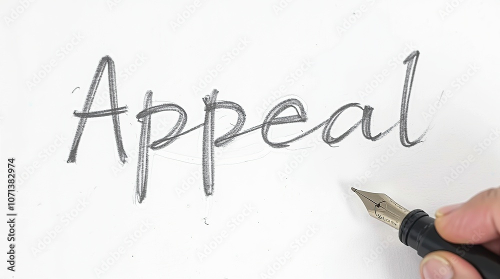 Fototapeta premium Appeal written in pencil with fountain pen on a white background