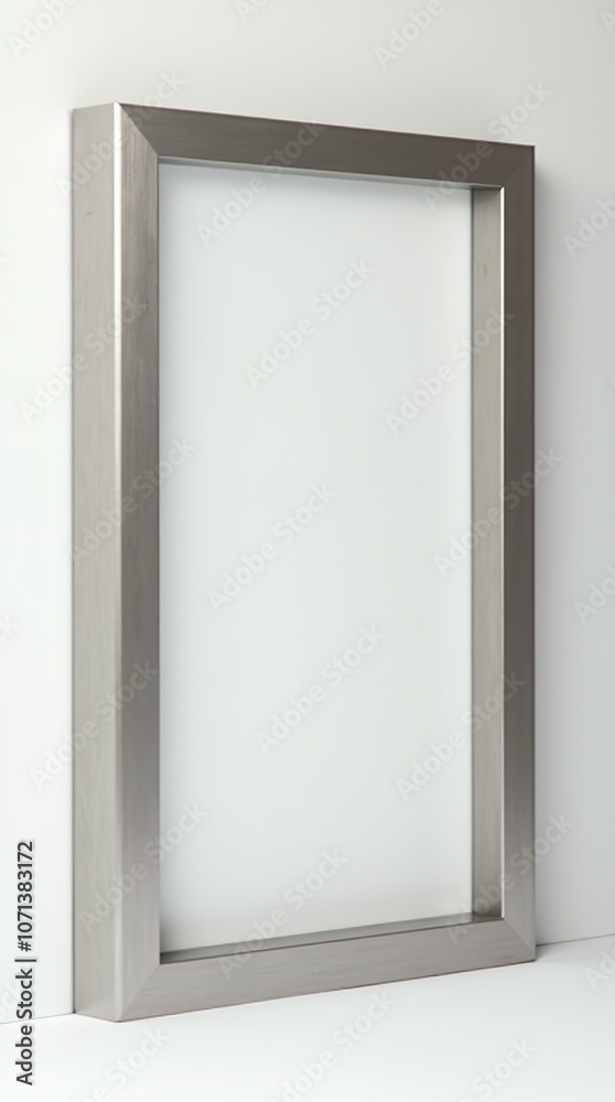 Modern metal frame for artwork on white background front view Modern metal frame for artwork on white background front view