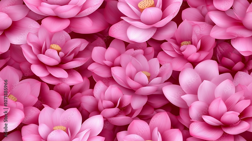 Obraz premium Vibrant Pink Lotus Flower Seamless Pattern Design