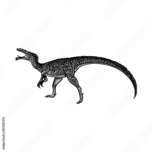 Masiakasaurus hand drawing vector isolated on background.