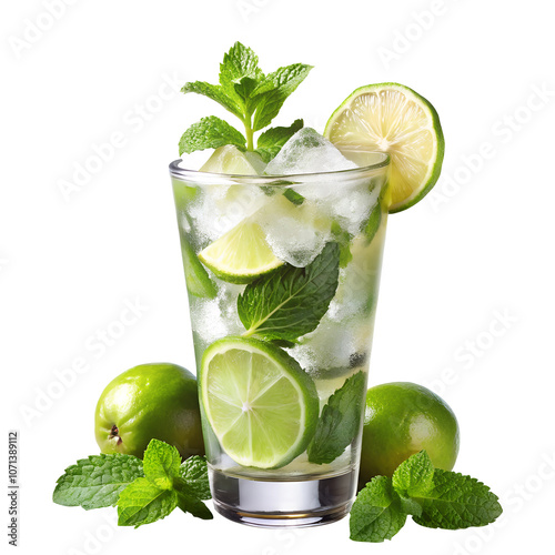 mojito cocktail with mint, Mojito cocktail on transparent background