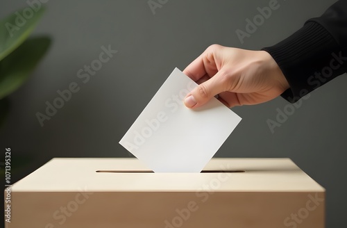 A hand drops a ballot into the ballot box