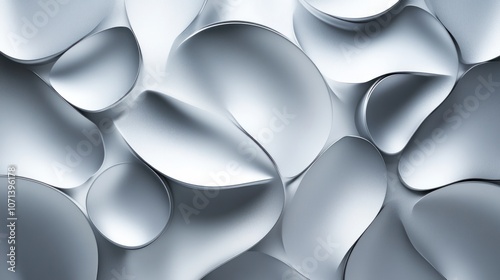 Abstract silver background with geometric convex shapes on a white brochure for a sophisticated corporate style