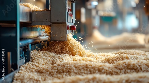 Automated rice husker machine in a modern milling plant, with high efficiency and rice sorting capabilities photo