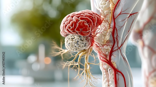 detailed examination of the anatomy surrounding the deep vein thrombosis, illustrating the interaction between the clot and surrounding tissues, nerves, and arteries