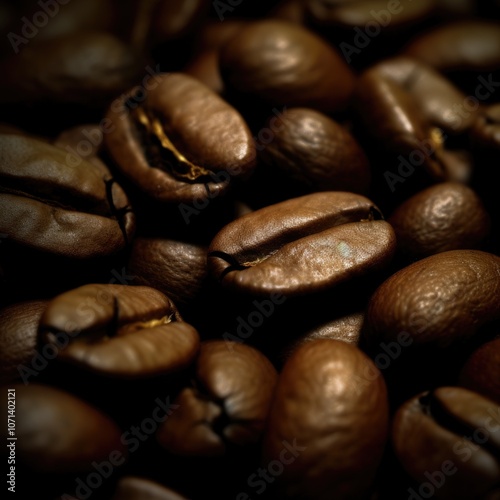 Close-up of rich, roasted coffee beans