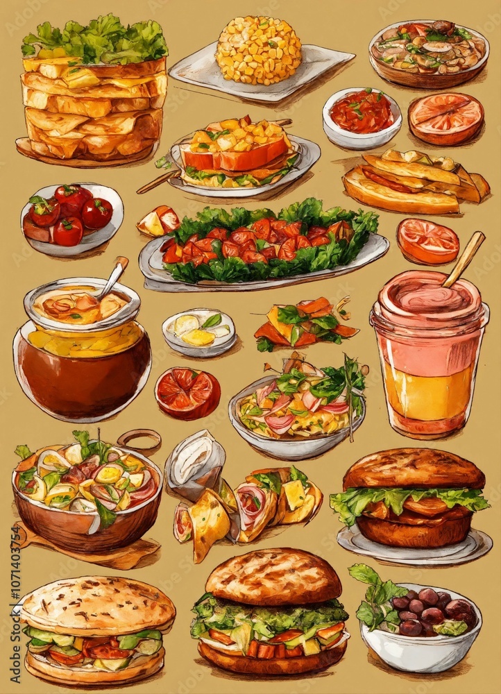 Mouthwatering Food and Drink Photography Featuring Delicious Meals, Refreshing Beverages, and Vibrant Ingredients Mouthwatering Food and Drink Photography Featuring Delicious Meals, Refreshing Beverages, and Vibrant Ingredients