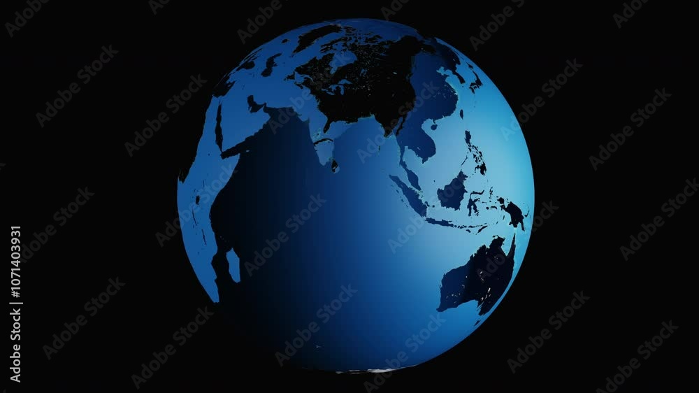 Close-up of planet Earth rotating from oceans and transparent continents. 3d rendering animation luma matte Close-up of planet Earth rotating from oceans and transparent continents. 3d rendering animation luma matte