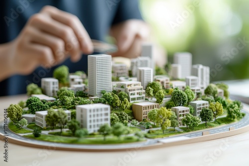 Designing smart city layouts with integrated green spaces for sustainable living photo