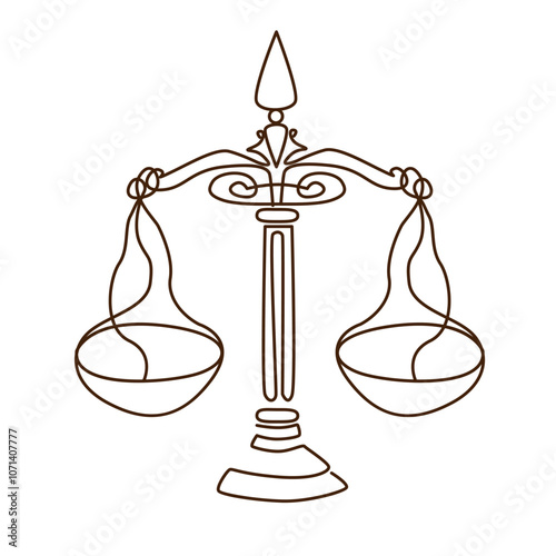 classic balance scale, libra, ideal for legal themes, educational materials, coloring books, or symbolic decor.