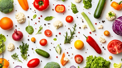 colorful vegetables on a white background