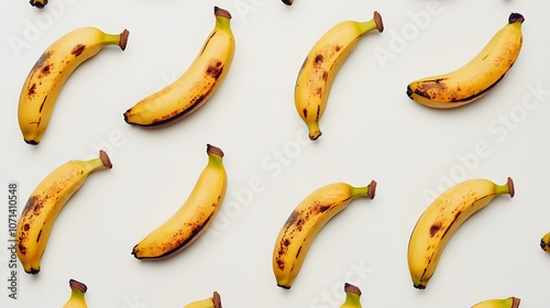 multiple ripe bananas seamless pattern on white background photo