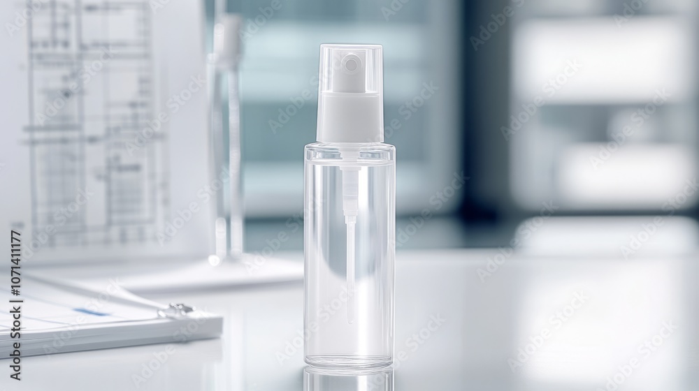 Minimalist nasal spray bottle onwhite background, clean andmodern design for respiratoryhealth and welness. Minimalist nasal spray bottle onwhite background, clean andmodern design for respiratoryhealth and welness.