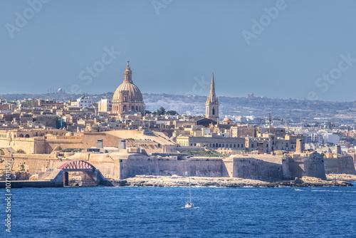 Panoramic view over the old downtown of Valetta, Malta photo