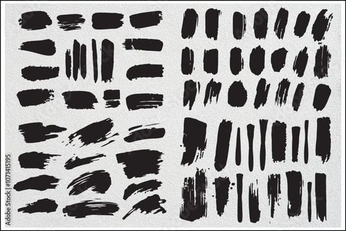 Brush Strokes, Vector Paintbrush Set, Grunge Style
 photo