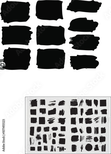 Brush Strokes, Vector Paintbrush Set, Grunge Style
 photo