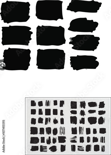 Brush Strokes, Vector Paintbrush Set, Grunge Style
 photo