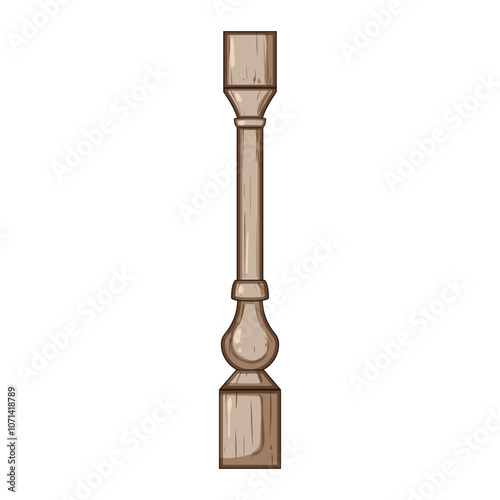 handrail balustrade wooden cartoon. architecture interior, exterior decor, traditional modern handrail balustrade wooden sign. isolated symbol vector illustration