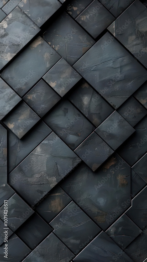Obraz premium The design features dark-colored tiles with a pattern that gives it an artistic and textured appearance.
