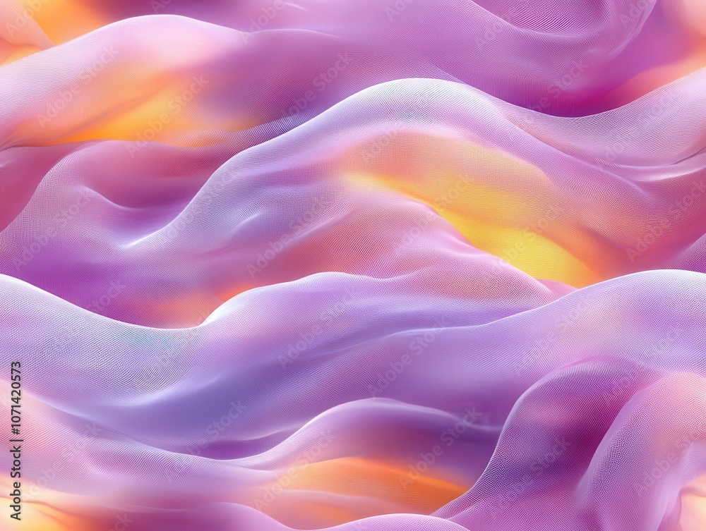 Obraz premium Cheerful lavender and yellow waves, soft and gentle, creating a serene and uplifting atmosphere in harmonious patterns