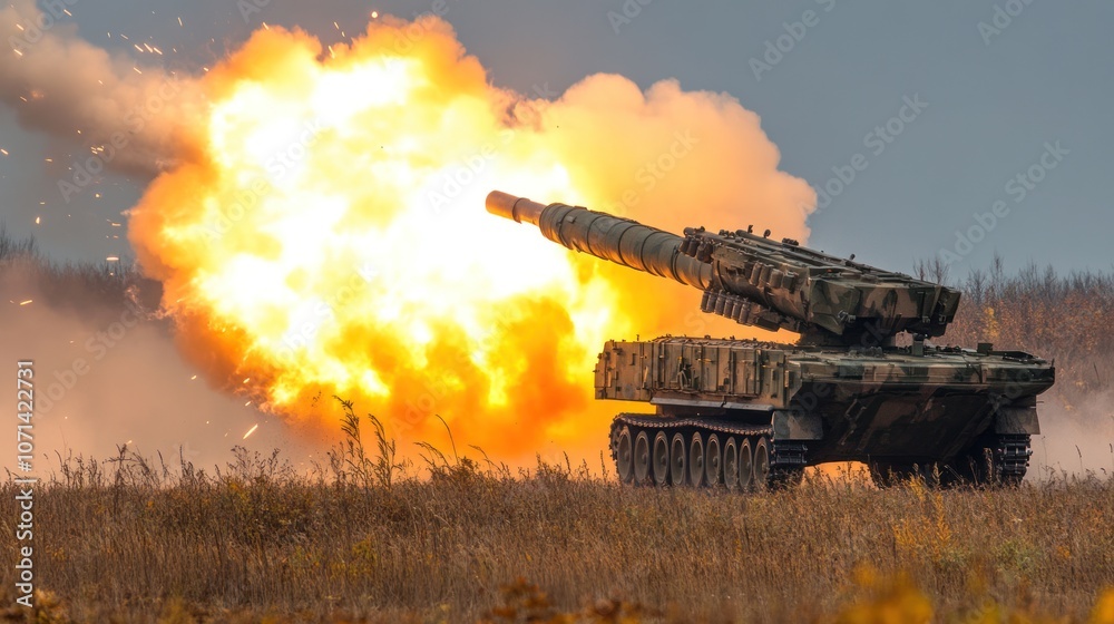 Fototapeta premium High-impact multi-rocket artillery system, designed for concentrated firepower in combat