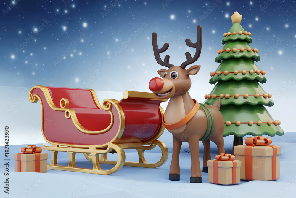 Naklejka premium happy Christmas 3d background