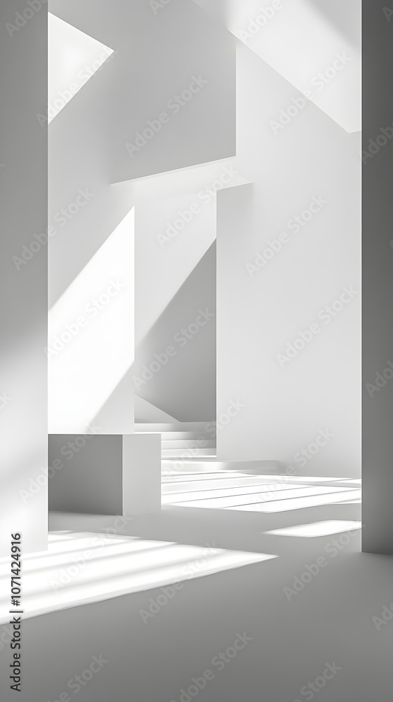 Obraz premium Scaled Contemporary Architectural Model with Dramatic Light and Shadow Interplay