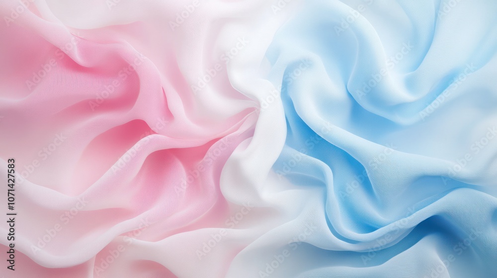 Obraz premium Light pink and blue pastel wave design, arranged on a white canvas with a soft, contemporary feel