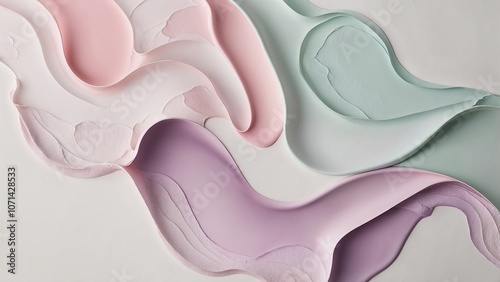 Liquid abstract resembling watercolor paint with splashes of soft pastels, layered textures, and a gentle gradient effect.