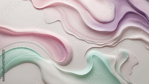 Liquid abstract resembling watercolor paint with splashes of soft pastels, layered textures, and a gentle gradient effect.