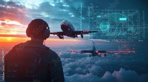 Military aircraft equipped with digital radar system, highlighting innovations in aviation defense technology.